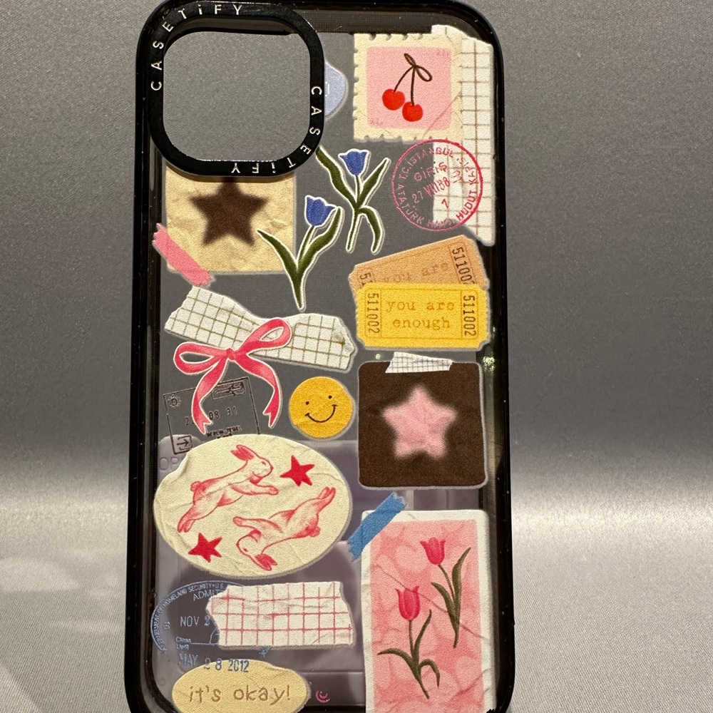 Casetify Black iPhone Case with Playful Sticker Design